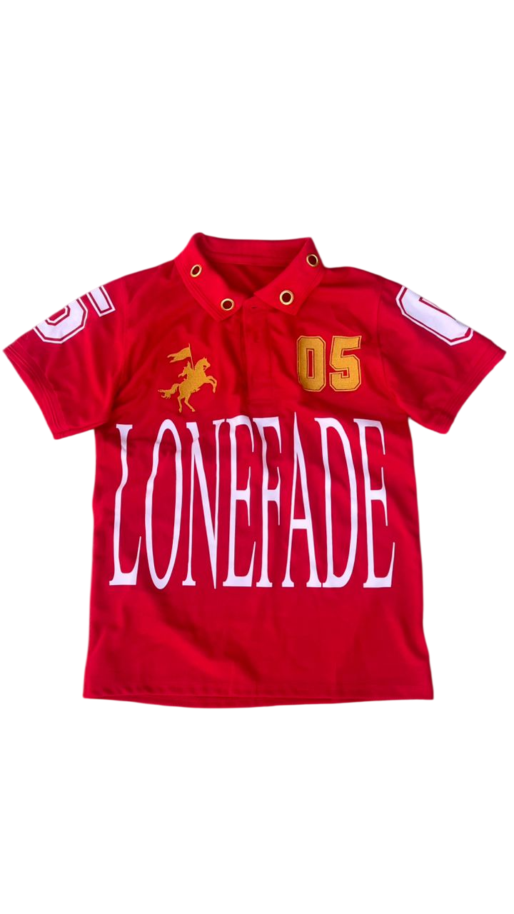 RED POLO WHITE PRINT