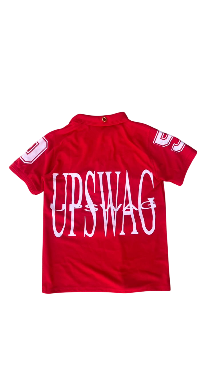 RED POLO WHITE PRINT